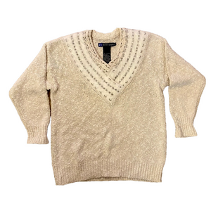 Vintage 1980 Glam I.B. Diffusion Sweater Silk, Angora Mix faux pearl Grandmacore
